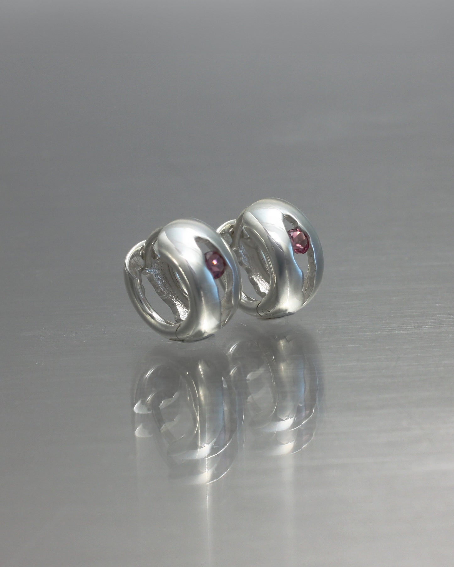 FALSE MIRROR HOOPS - Tourmaline