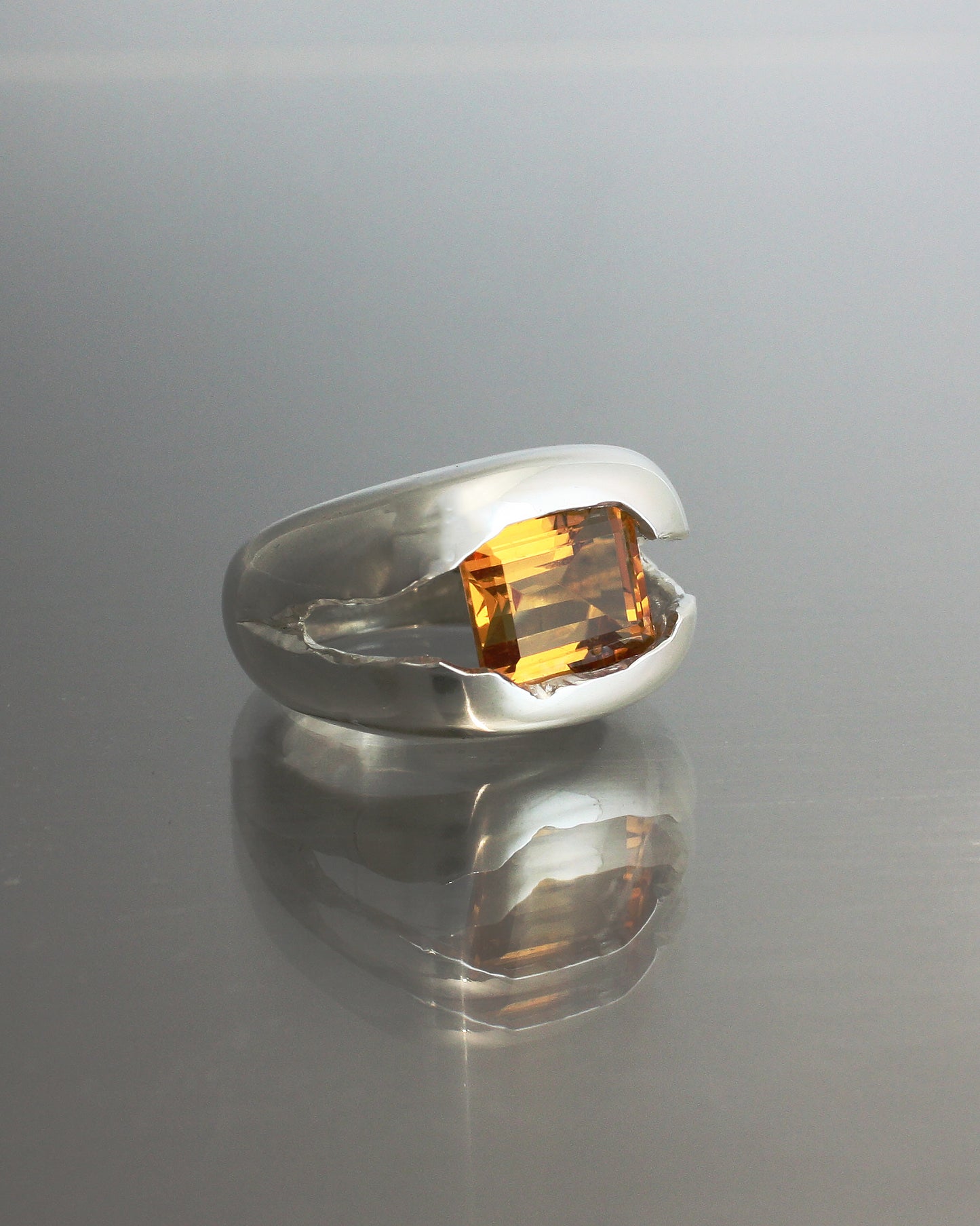 FALSE MIRROR RING - 925 Silver / Citrine