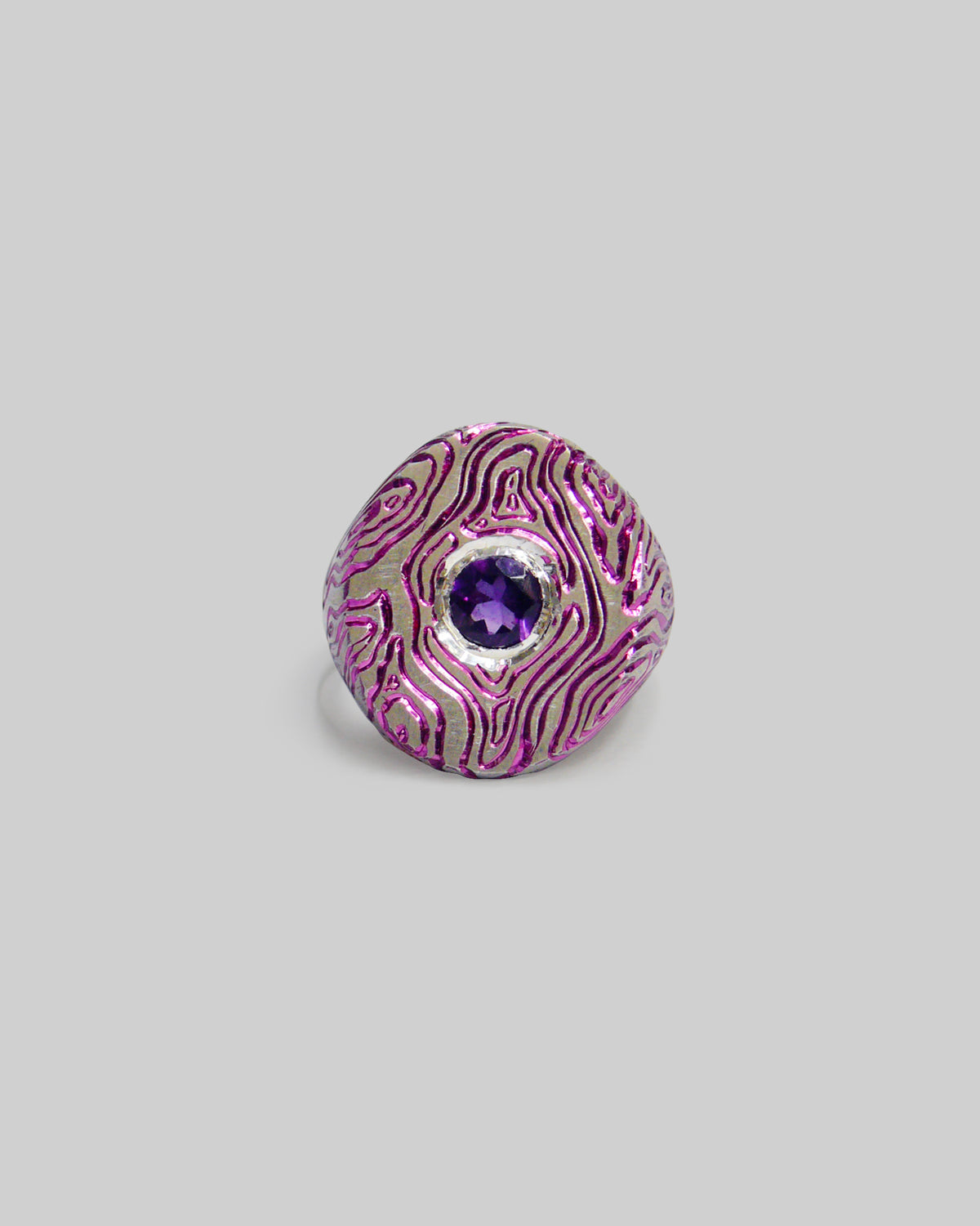 Cosmic Waves Ring - Amethyst and Pink Coating