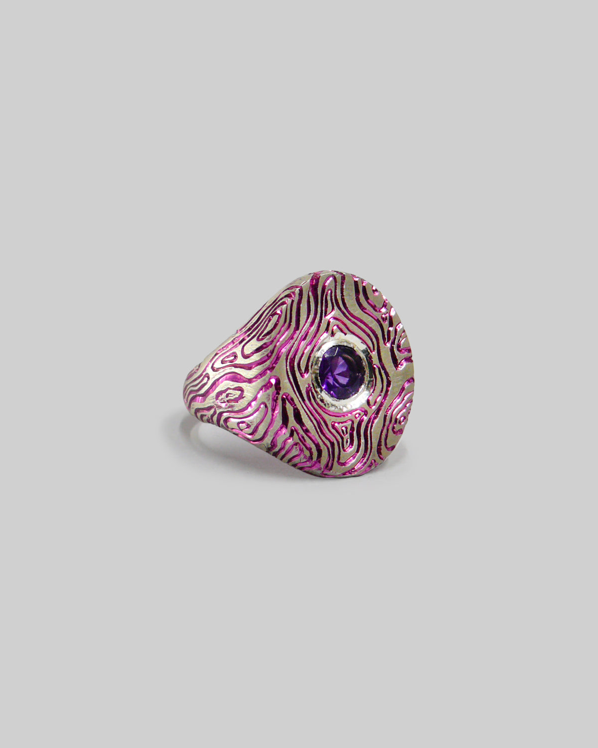 Cosmic Waves Ring - Amethyst and Pink Coating